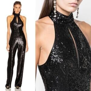 NWT CINQ A SEPT Shelby Jumpsuit Black Sequin Size 0 New Party Sexy Cocktail